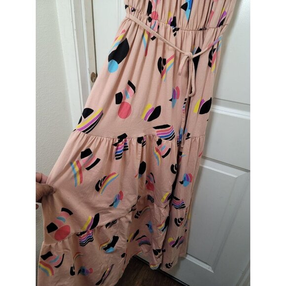 Target Bohemian Maxi Dress Abstract Pattern & Smocked Bodice Size M - Picture 10 of 11